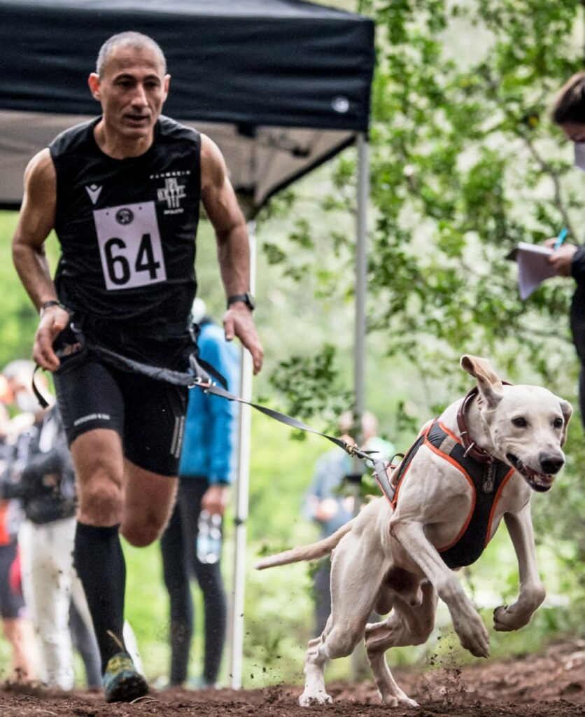 Corredor con perro en carrera