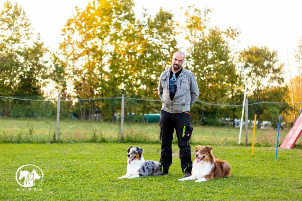 Man with two dogs